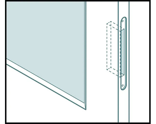 Detailtekening van een uitsparing in het deurkozijn voor een slot met sluitplaat.