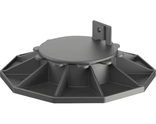 Terrasdrager van kunststof voor terras-onderbouw met brede voet en aanslag.
