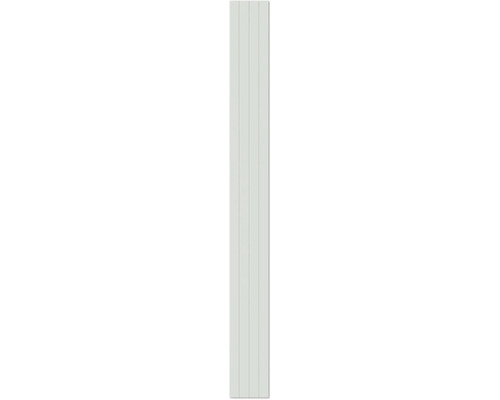 Wandpaneel met verticale lamellen en doorlopende groeven.