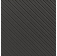 Zwarte rubberen mat met diagonaal ribbelprofiel.