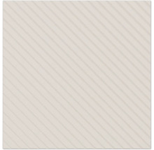 Beige vierkante wandtegel met diagonale reliëfstructuur en geribbeld oppervlak.
