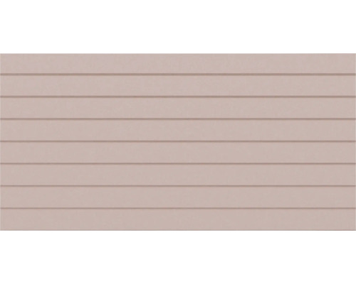 Wandtegel met horizontale lijnstructuur, mat, taupe.