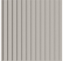 Wandpaneel met verticale lattenstructuur in grijs, gestructureerd oppervlak voor decoratieve wandafwerking.