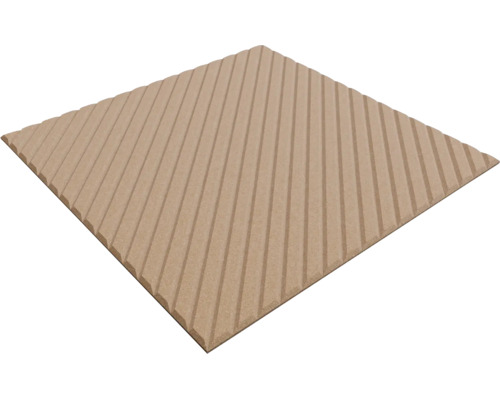 Vierkante plaat met diagonale groevenstructuur.