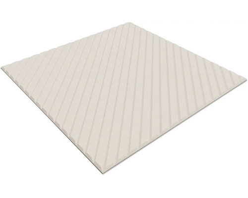Vierkant wandpaneel met diagonale ribbelstructuur.