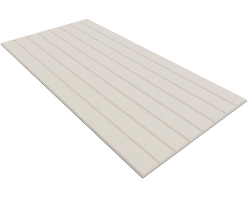 Rechthoekig paneel met lengtegroeven voor wand- en plafondbekleding.