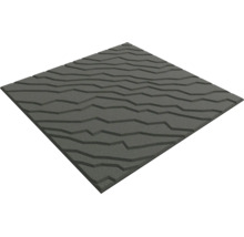 Vierkante terrasplaat in donkergrijs met een gestructureerd oppervlak in steenlook.