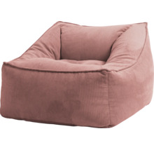 Roze zitzak in fauteuilvorm van corduroy stof.