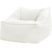 Witte zitzak van corduroy met rugleuning.