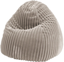 Grijze zitzak met zachte corduroy bekleding van pluche, comfortabel zitmeubel voor binnen.
