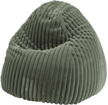 Groene zitzak met opvallende ribstructuur van zachte corduroy stof.