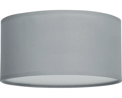 Cilindervormige lampenkap van grijze stof voor tafellampen en vloerlampen.