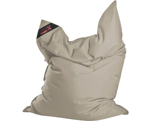 Beige zitzak van Big Foot gemaakt van duurzaam materiaal.