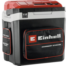 Einhell hybride koelbox met handvat, flesopener en opbergvakken voor accu en accessoires.