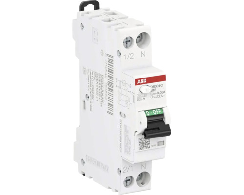 ABB aardlekautomaat DS301C B16 A30, combinatie van aardlekschakelaar en installatieautomaat voor 230 Volt, ABB Logo.