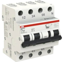 ABB aardlekautomaat DS203NC B16, 30 milliampère, 400 Volt, 3-polig plus nul.