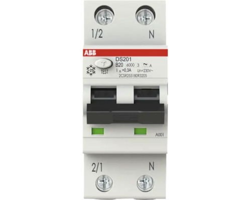 ABB aardlekautomaat DS201 karakteristiek B 20 ampere 300 milliampere 1 polig plus nulleider