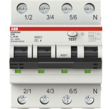 ABB aardlekautomaat DS203NC, C20, 300 milliampère, 3-polig plus nul, met testknop.