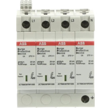 ABB overspanningsbeveiliging type 2, 4-polig voor L1, L2, L3 en nulgeleider, Uc 275 Volt, In 20 kiloampère, Imax 40 kiloampère.