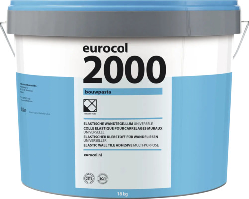 Eurocol 2000 wandtegellijm in emmer met 18 kilogram inhoud voor binnengebruik.