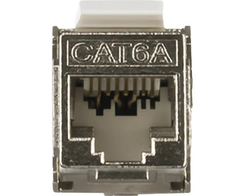 CAT 6A RJ45 Keystone-module afgeschermd van metaal voor netwerkverbindingen.