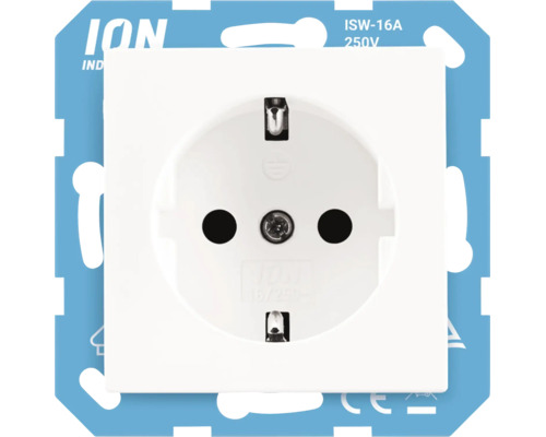 Wandcontactdoos met randaarde ION ISW-16 Ampere 250 Volt, inbouwelement. ION Logo.
