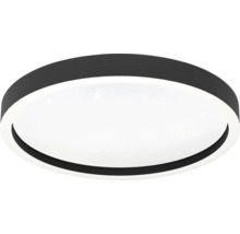 Platte, ronde LED-plafondlamp in zwart en wit.