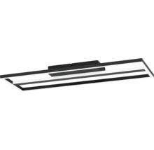 Moderne LED-plafondlamp in zwart en wit met rechthoekig ontwerp van metaal en kunststof.