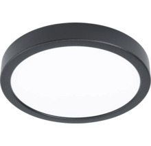 Ronde LED-plafondlamp met zwart metalen frame en witte diffusor.