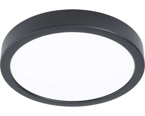 Ronde LED-plafondlamp met zwart metalen frame en witte diffusor.