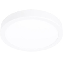Platte, ronde plafondlamp in het wit.