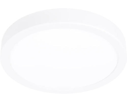 Platte, ronde plafondlamp in het wit.