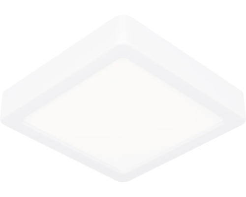 Vierkante LED-plafondlamp met witte behuizing en matte afdekking.