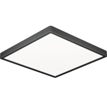 Vierkante LED-plafondlamp met zwart frame en witte diffusor.
