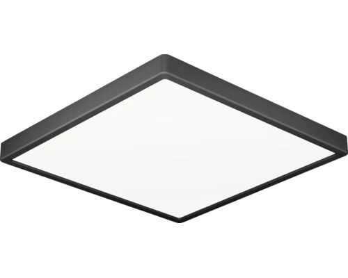Vierkante LED-plafondlamp met zwart frame en witte diffusor.