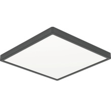 Vierkant LED-plafondpaneel met donkergrijs frame en wit lichtoppervlak.