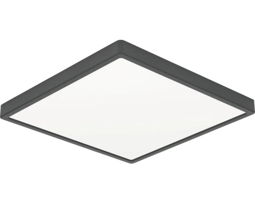 Vierkant LED-plafondpaneel met donkergrijs frame en wit lichtoppervlak.