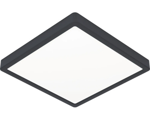 Vierkante LED-plafondlamp met zwart frame en wit diffusoroppervlak.