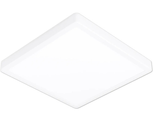 Vierkante LED-plafondlamp in het wit met een platte behuizing.