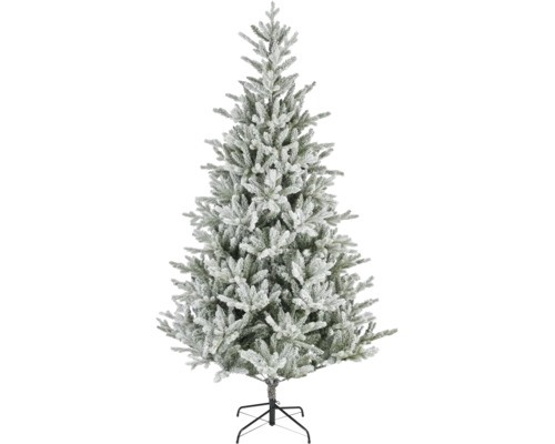 Kunstkerstboom, besneeuwd, met metalen standaard.