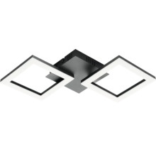 Moderne vierkante LED-plafondlamp van zwart metaal met twee lichtgevende frames.