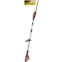 Accu telescopische heggenschaar met verstelbare kop, accu en lader niet inbegrepen. Einhell Power X-Change Logo.