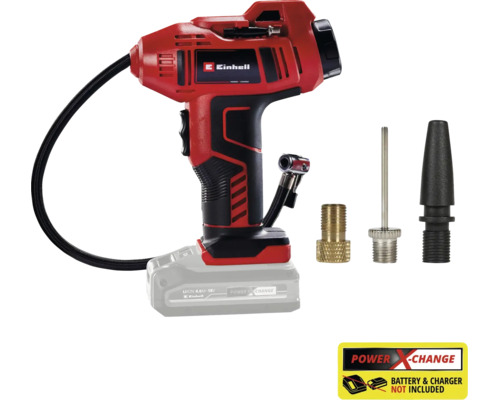 Einhell accu-autocompressor Power X-Change met drie adapters, zonder accu en oplader.