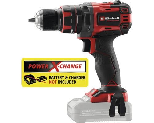 Einhell Professional accu-boorschroefmachine uit de Power X-Change-serie met koolborstelloze motor. Einhell Logo. Zonder accu en oplader.