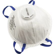 Rautner stofmasker met uitademventiel en elastische hoofdbanden.