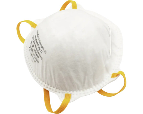 FFP1 fijnstofmasker met elastische hoofdbanden en neusklem van Hornbach Baumarkt AG.