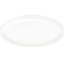 Ronde, witte LED-plafondlamp met een plat ontwerp.