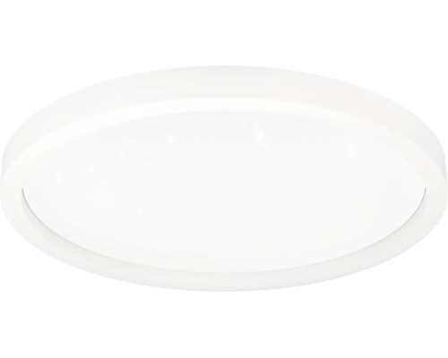 Ronde, witte LED-plafondlamp met een plat ontwerp.