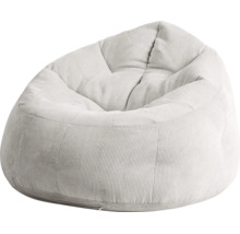 Ronde zitzak met bekleding van corduroy en zachte vulling.
