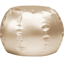 Ronde, glanzende zitzak in goud met zichtbare naden.